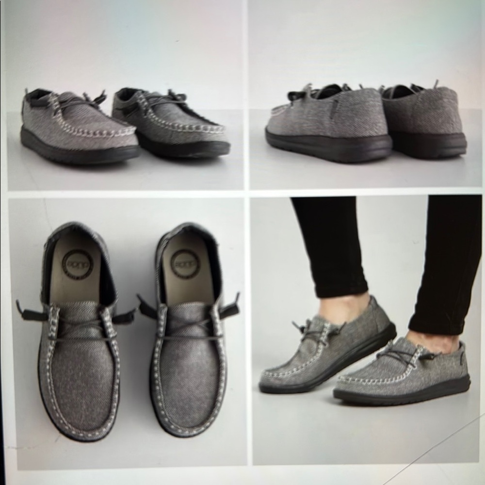 Hey Dude Herringbone Gray Slip-On Loafers